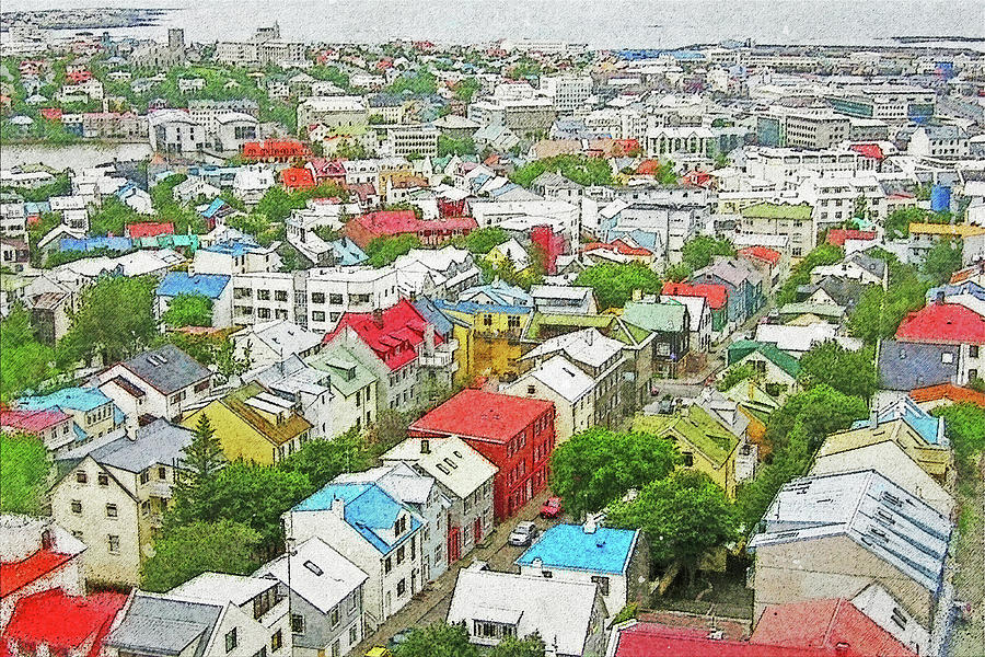 Downtown Reykjavik, Iceland Digital Art by Frans Blok
