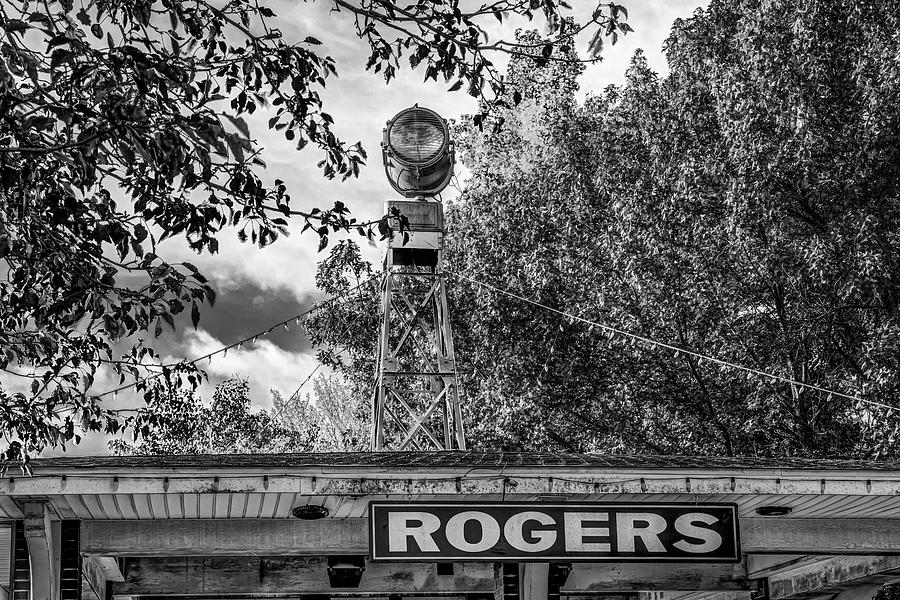 Downtown Rogers Arkansas Frisco Park Light in Monochrome Photograph by Gregory Ballos