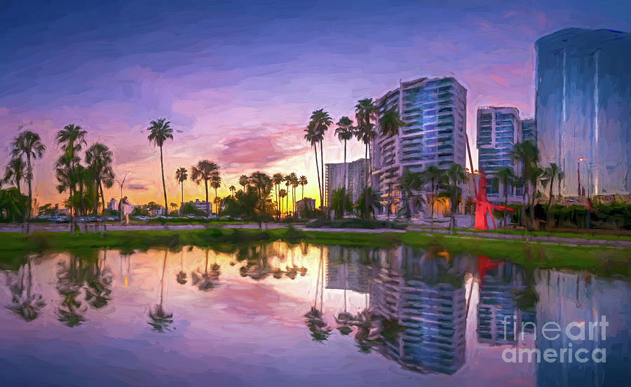 Downtown Sarasota, FL Panorama, Painterly Photograph by Liesl Walsh