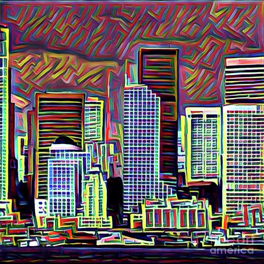 Downtown Seattle Abstract Blocky Style Photograph by Wernher Krutein