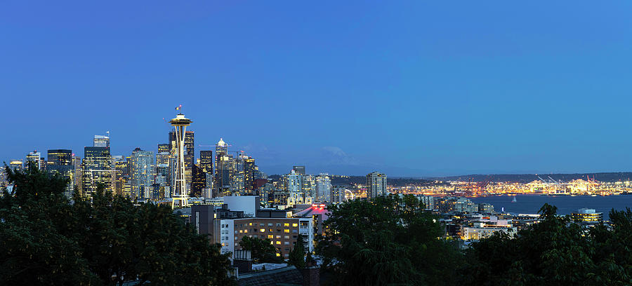 Downtown Seattle Blue Hour  Photograph by Scott Cunningham