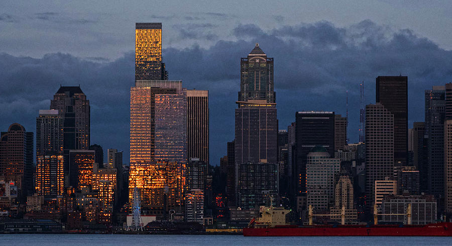 Downtown Seattle Glowing At Sunset Photograph