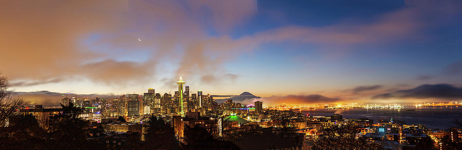 Downtown Seattle Panorama View from Kerry Park Digital Art by Michael Lee
