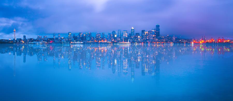 Downtown Seattle Skyline Elliott Bay Puget Sound  Photograph by Alex Grichenko