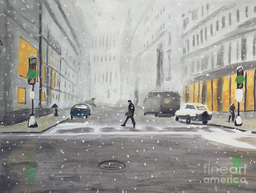 Downtown snow Mixed Media by James Ackley