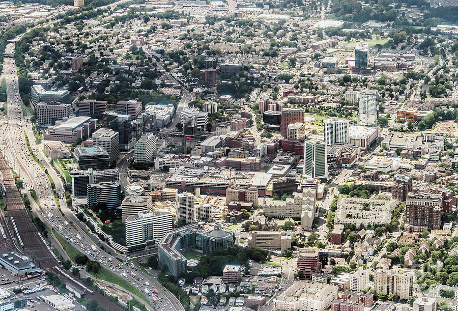 Downtown Stamford, Connecticut Skyline Aerial Photograph by David