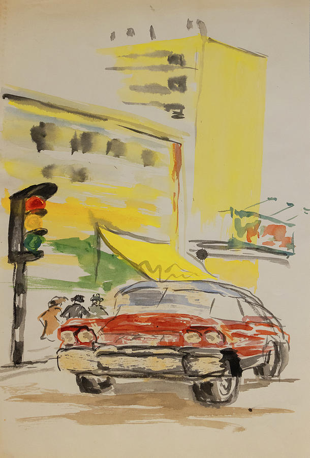 Downtown Stoplight Painting by Patti Deters