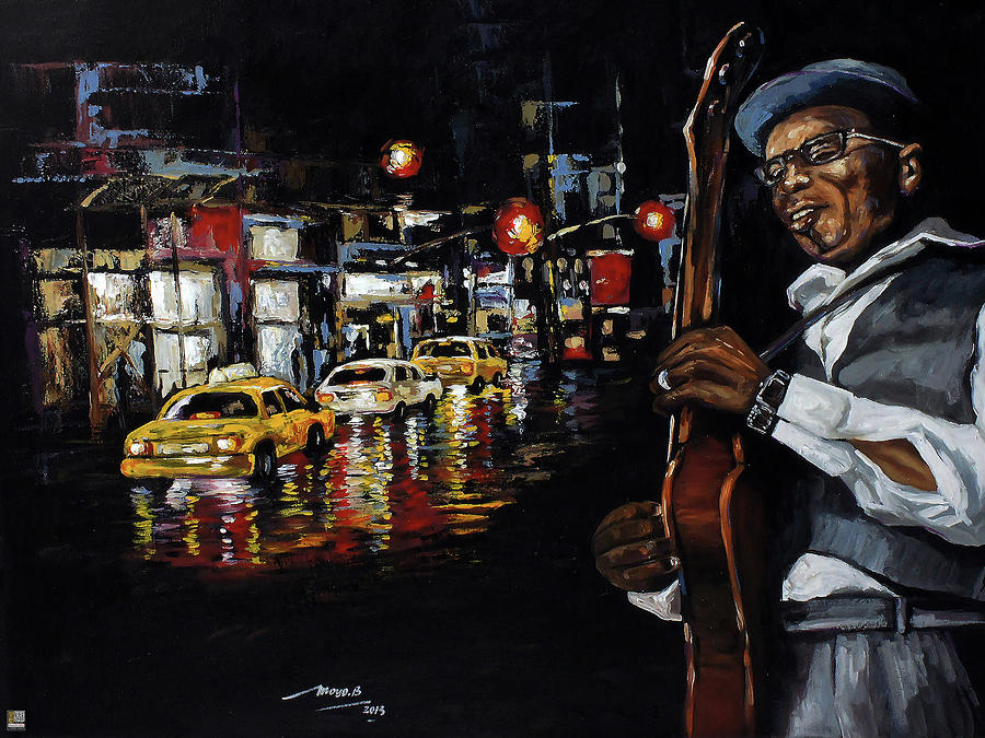 Downtown Streets Painting by Berthold Moyo