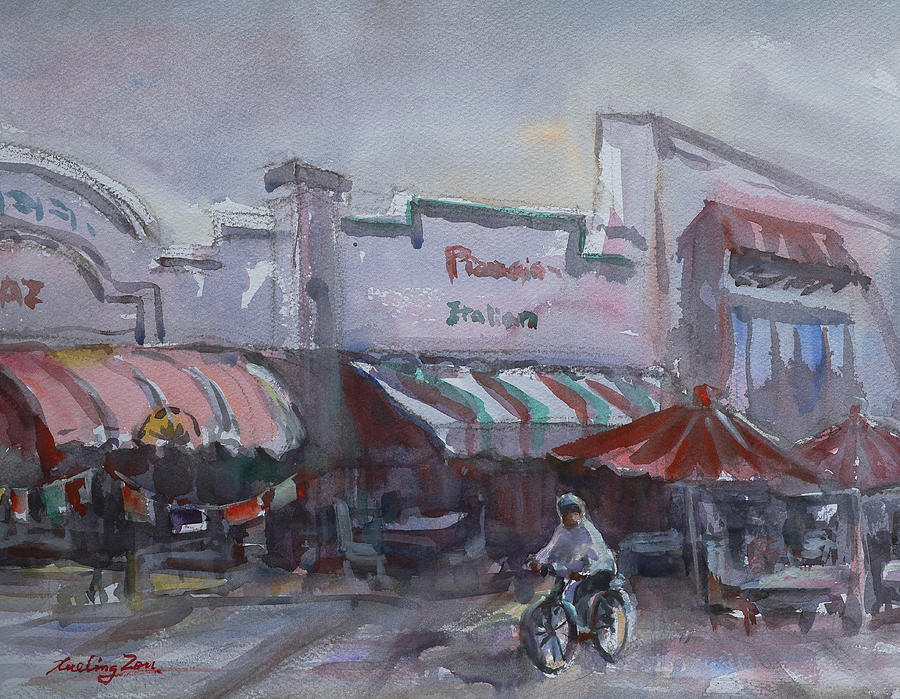 Downtown Sunnyvale Painting by Xueling Zou