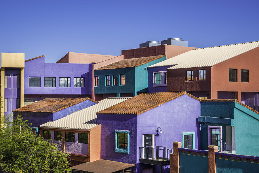 Downtown Tucson Arizona Colorful La Placita Village Multi-Building Complex Photograph by Dszc