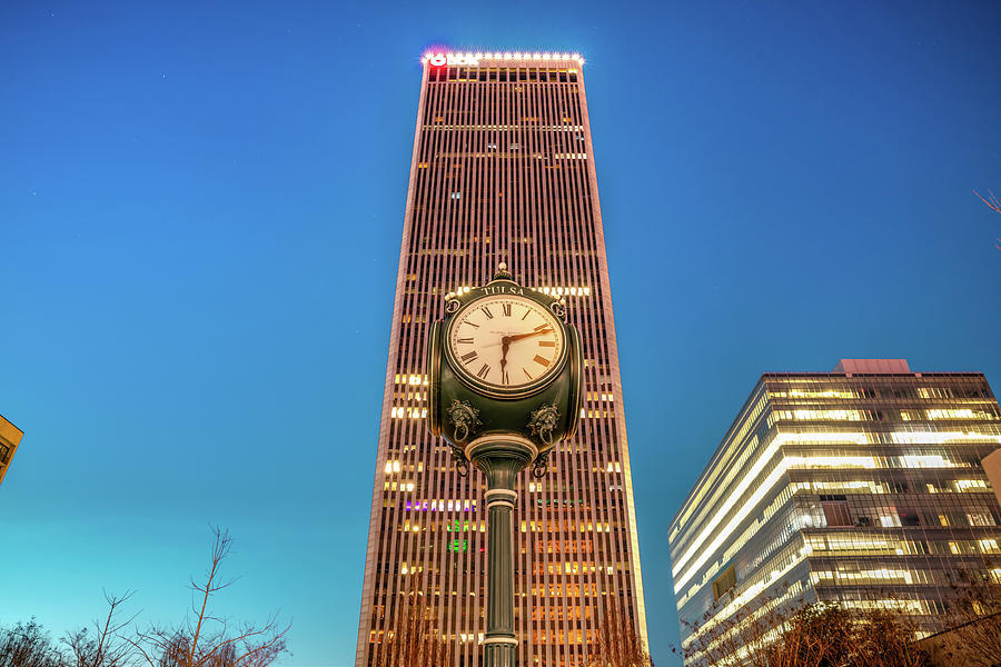 Downtown Tulsa Centennial Clock And Bok Tower Photograph