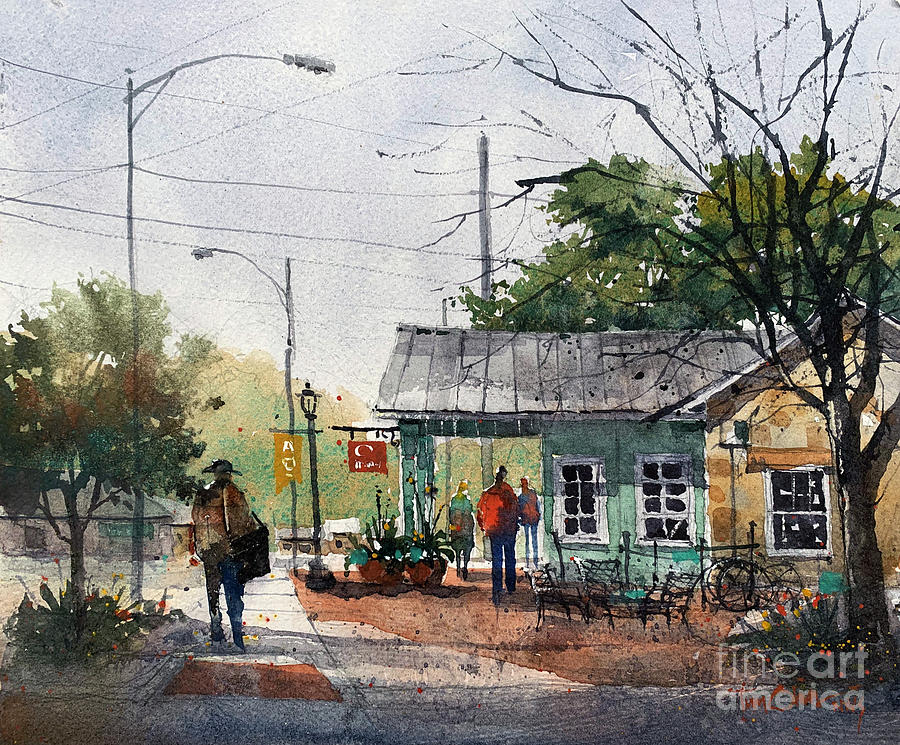 Downtown Wimberley Texas Painting by Tim Oliver