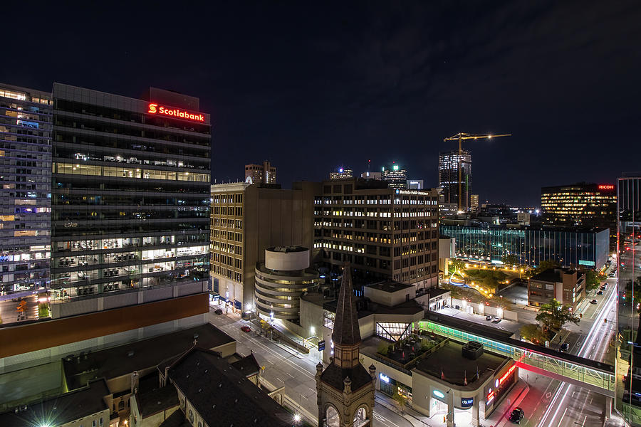 Downtown Winnipeg at night... Photograph by Jay Smith