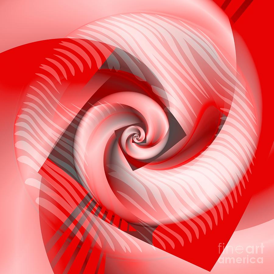 Downward Spiral - Red Digital Art by Philip Preston
