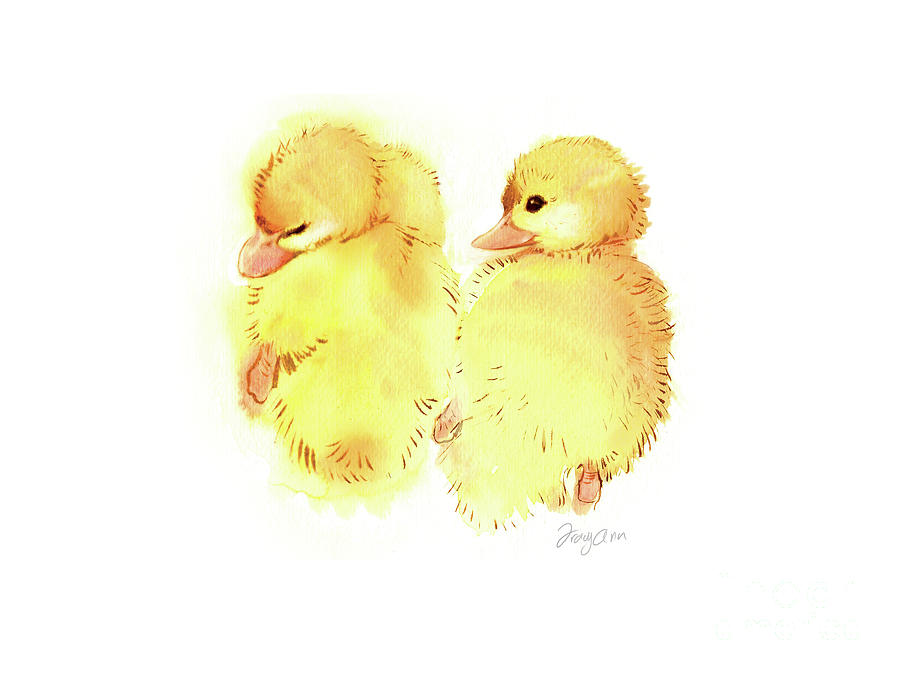 Downy Yellows, Ducklings Painting by Tracy Herrmann