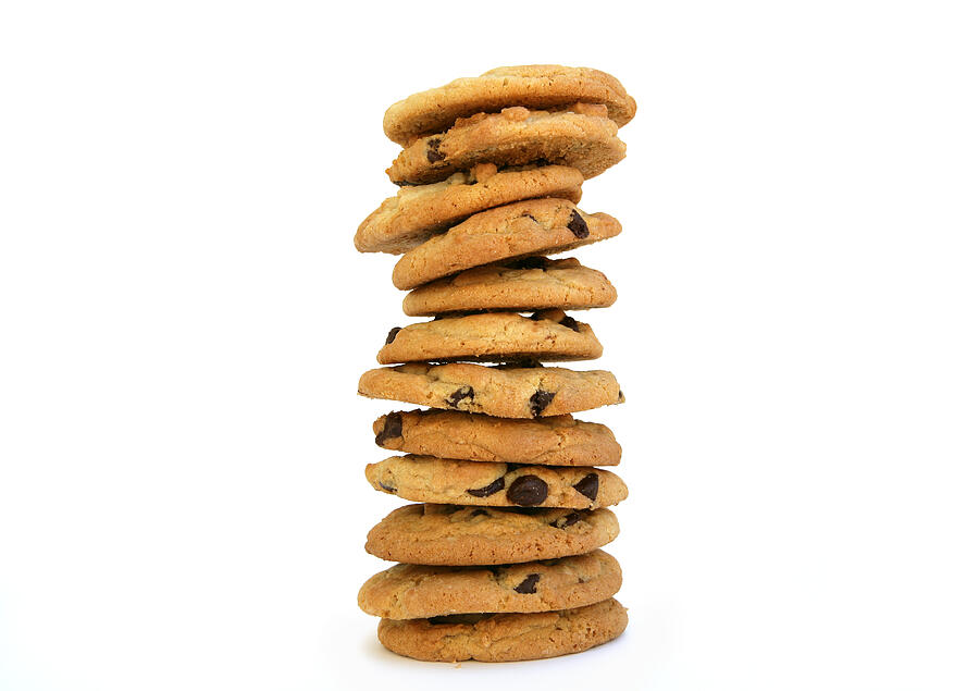 Dozen Chocolate Chip Cookies Stacked Photograph by Ftwitty