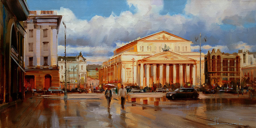 It Has Already Rained. Theater Square Painting