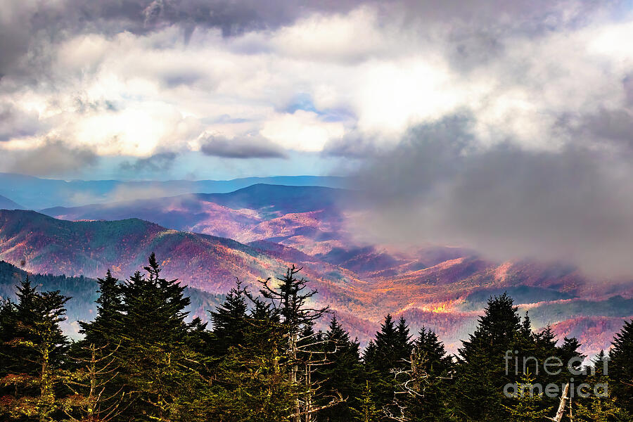 Doppled Light on the Fall Colors of the Smokey Mountains Photograph by Barbara Bowen