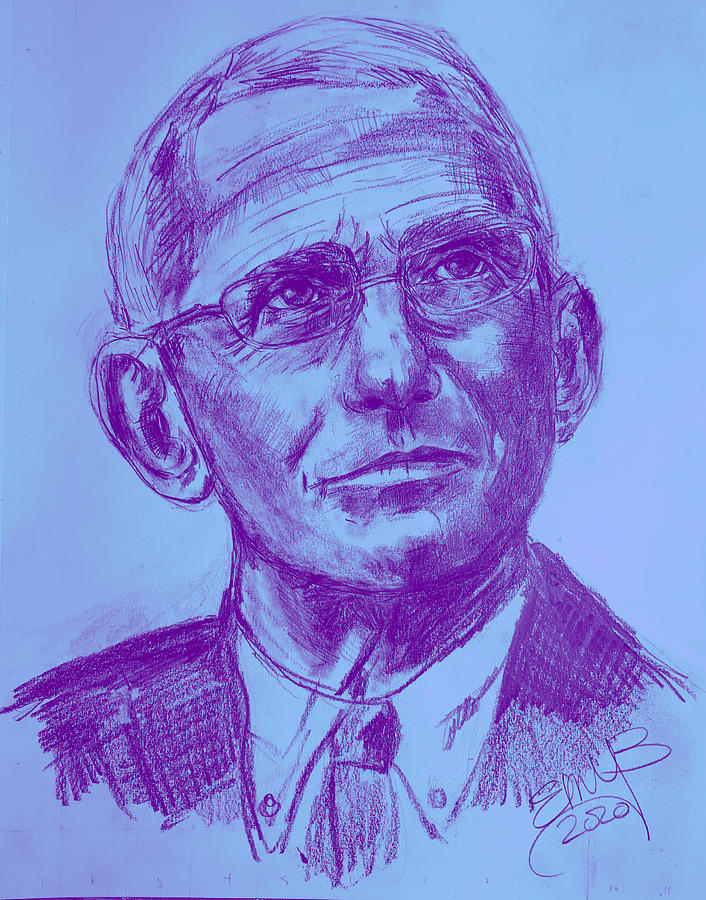 Dr Fauci Blue Mixed Media by Eileen Backman