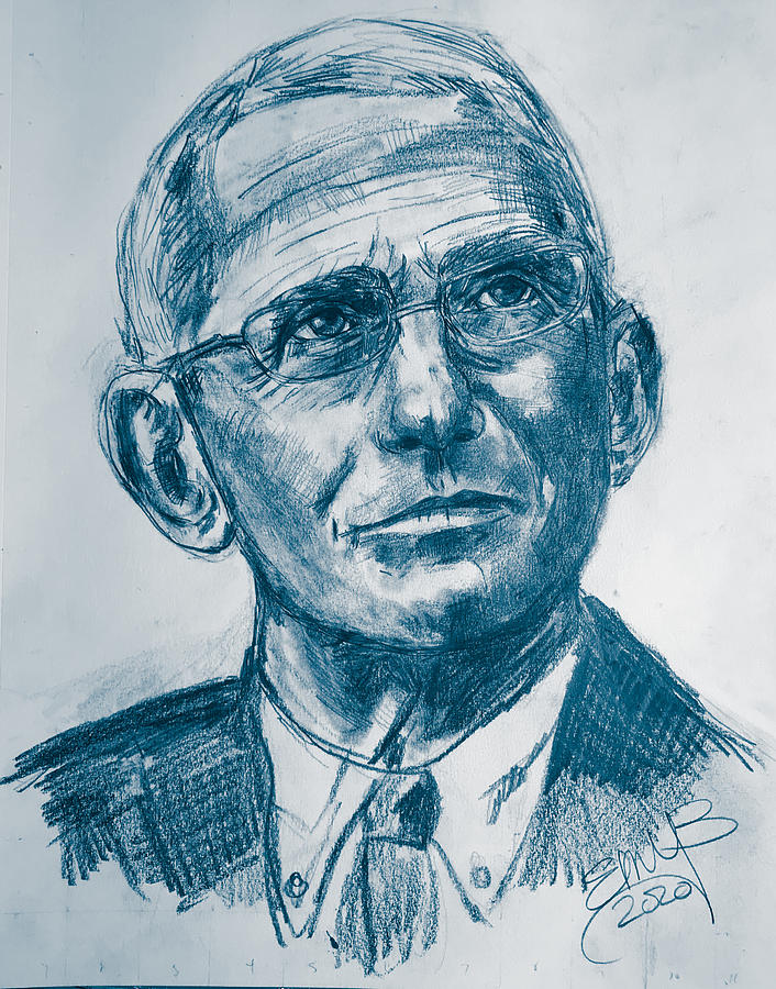 Dr. Fauci -- blue tint Mixed Media by Eileen Backman
