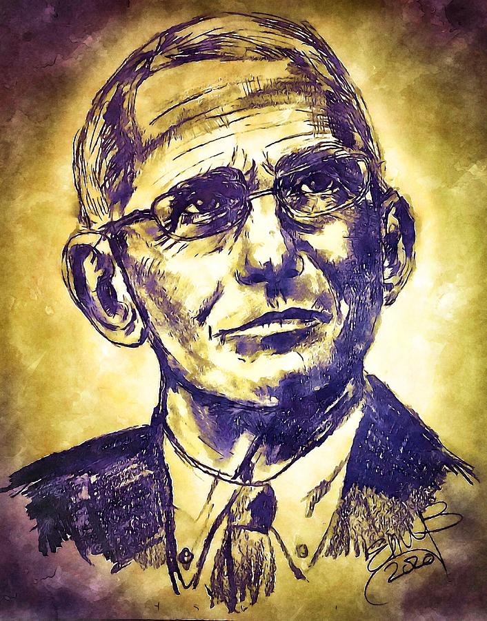 Dr Fauci - digital watercolor Mixed Media by Eileen Backman
