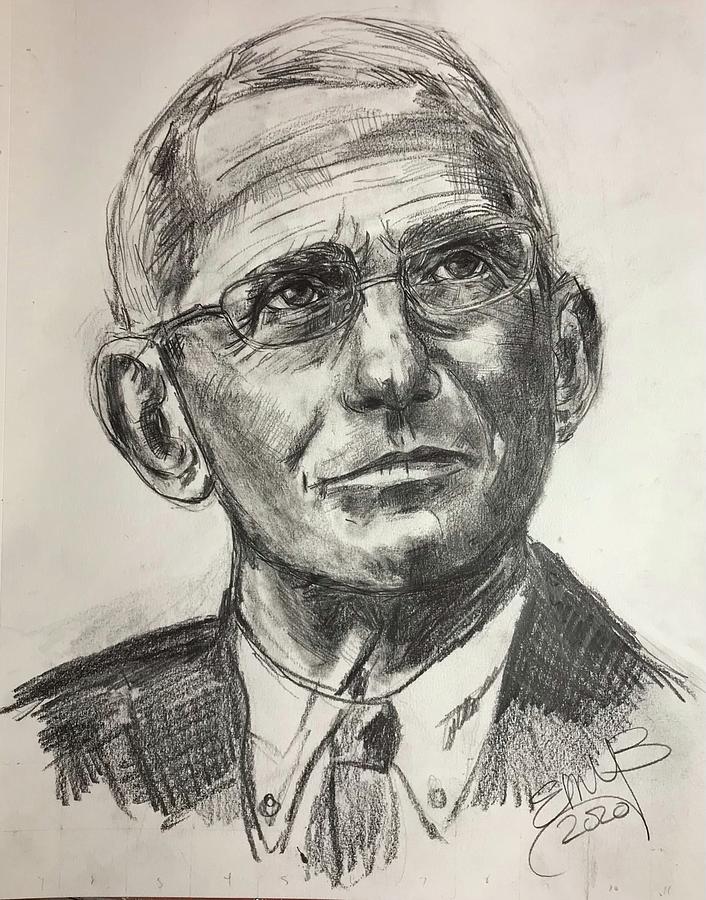 Dr. Fauci -- Original  Drawing by Eileen Backman