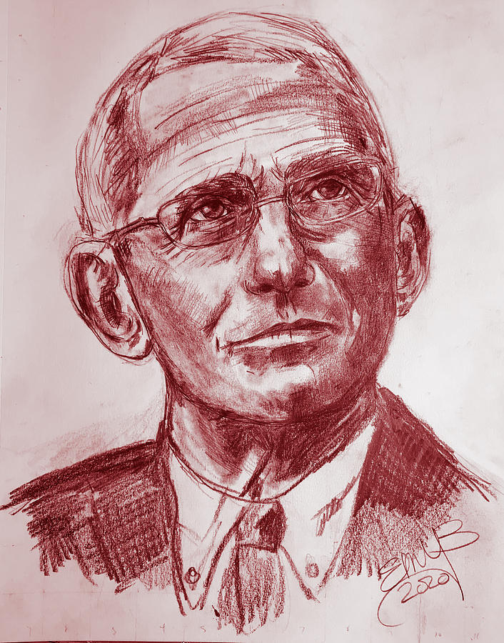 Dr Fauci -- red tint Mixed Media by Eileen Backman
