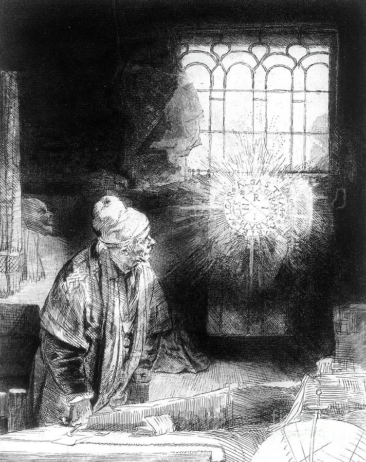 Dr Faustus in his Study  Painting by Rembrandt