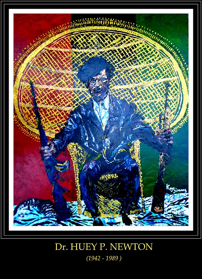 Black Panther Movie Painting - Dr. HUEY P. NEWTON by Keith OBrien Simms