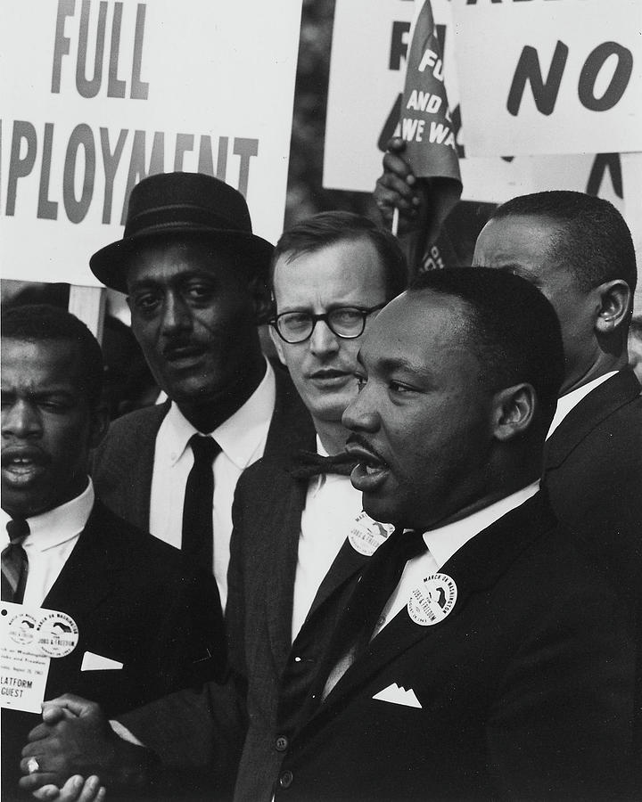 Black And White Photograph - Dr Martin Luther King Jr at a civil rights march on Washington DC by US Archives
