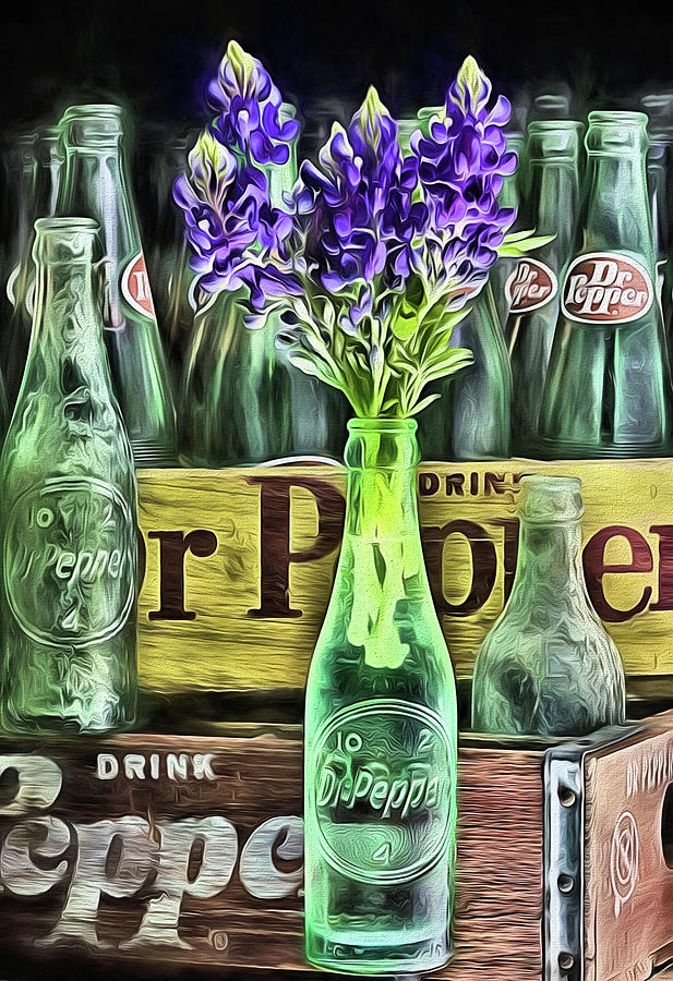 Dr Pepper and Bluebonnets Still Life Photograph by JC Findley