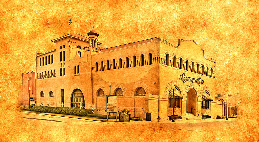 Dr Pepper Museum in Waco, Texas, blended on old paper Digital Art by Nicko Prints