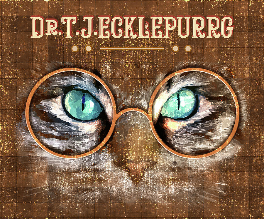 Dr. T. J. Ecklepurrg Is Watching You - Dr. T.j Eckleburg - The Great Gatsby - Cat With Glasses 02 Mixed Media