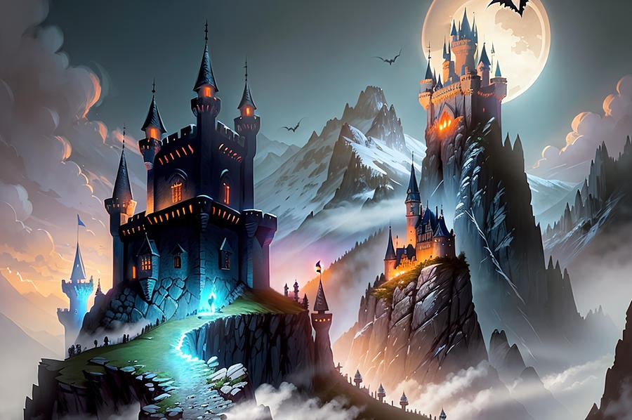 Castle Digital Art - Dracula Castle by Manjik Pictures