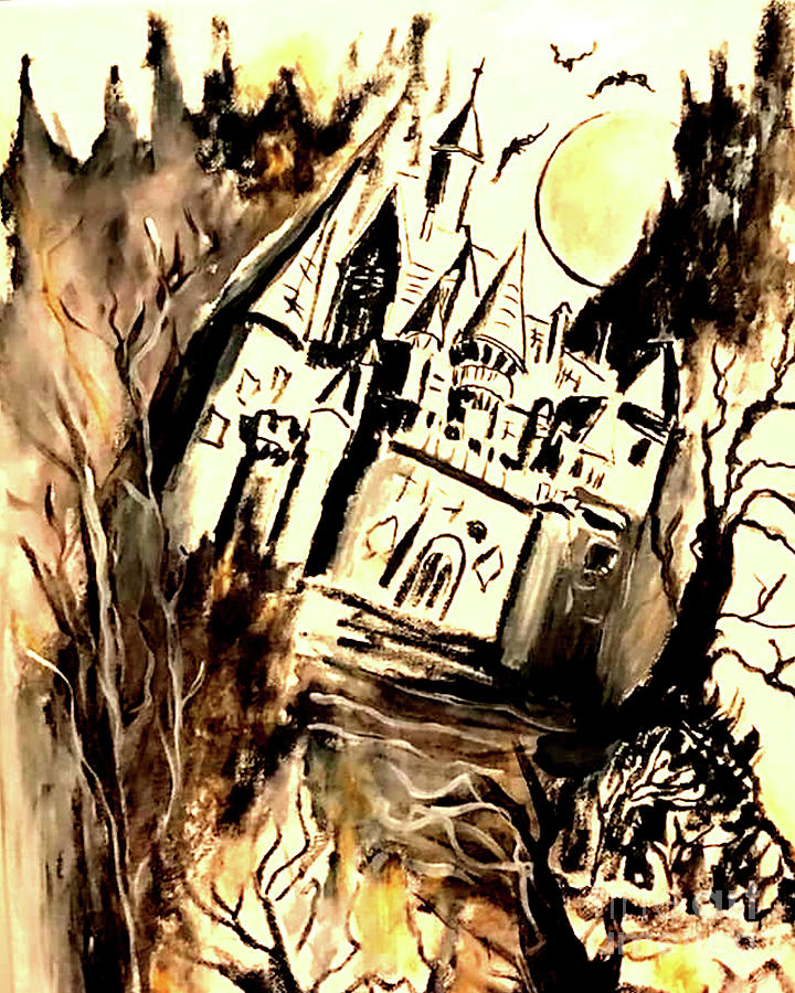 Draculas Castle Painting by Sandy DeLuca