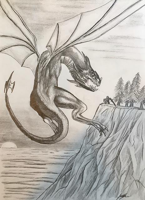 dragon battle drawing