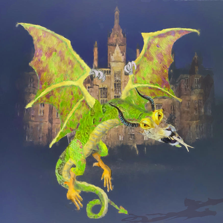 Dragon and Manor Painting by Gary Arnold