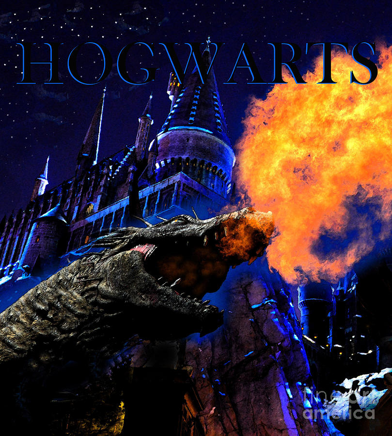 Dragon At Hogwarts Mixed Media