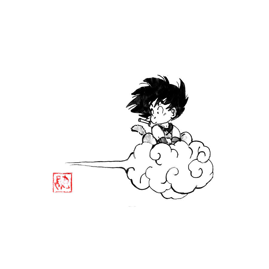 Sumie Drawing - Dragon Ball Cloud by Pechane Sumie