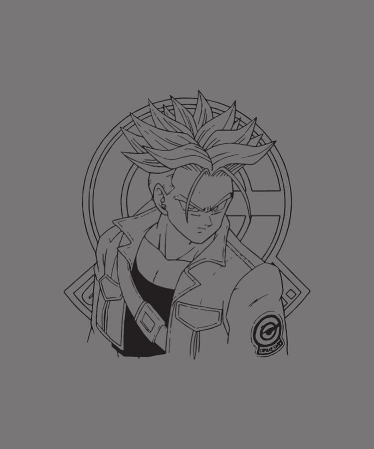 Trunks Line art Drawing Sketch, dragon ball z black and white