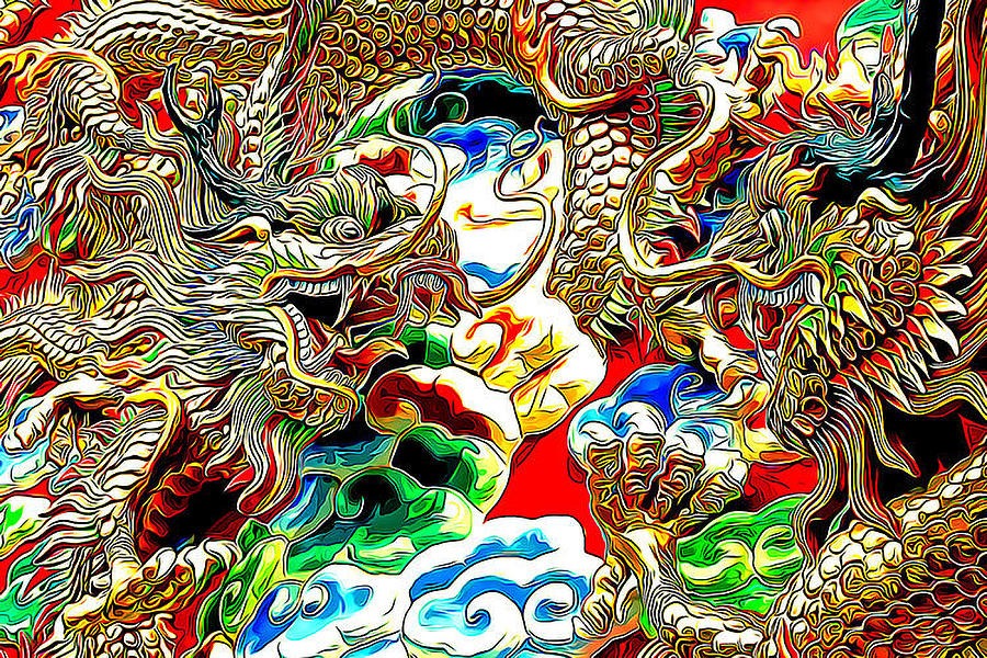 Dragon Battle Digital Art by Curt Freeman
