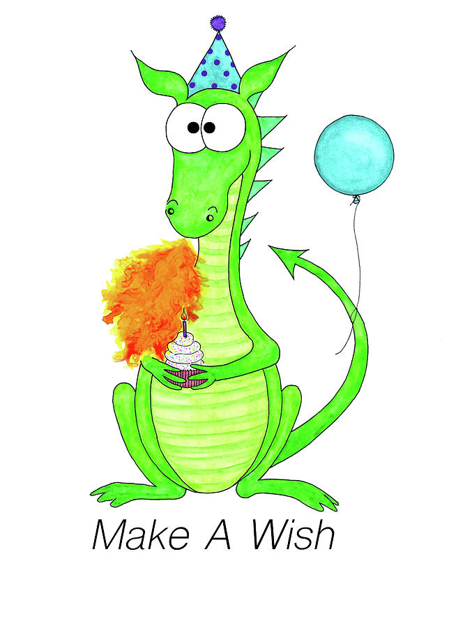 Dragon Happy Birthday Make A Wish Drawing By Barbara Belknap