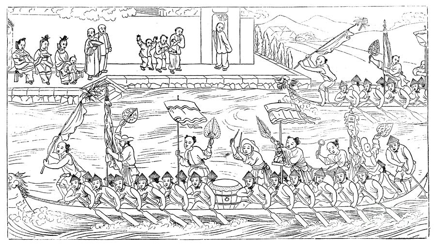 Dragon Boat Drawing by Granger