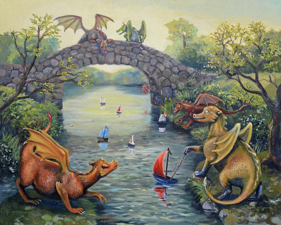 Fantasy Painting - Dragon Boat Races by Hermione Jaschinski