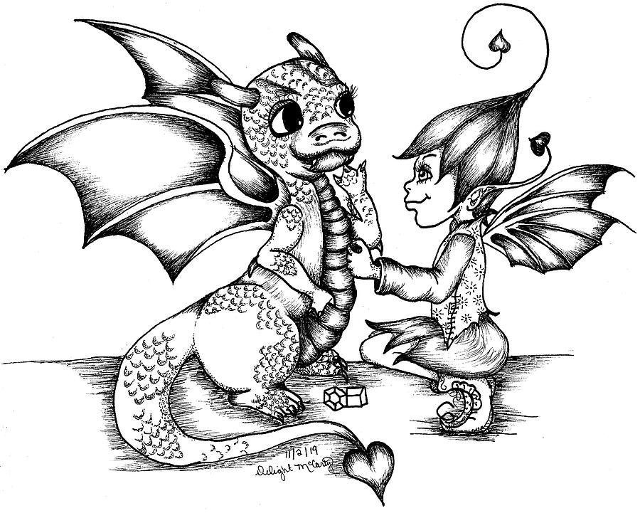 dragon fairy art line
