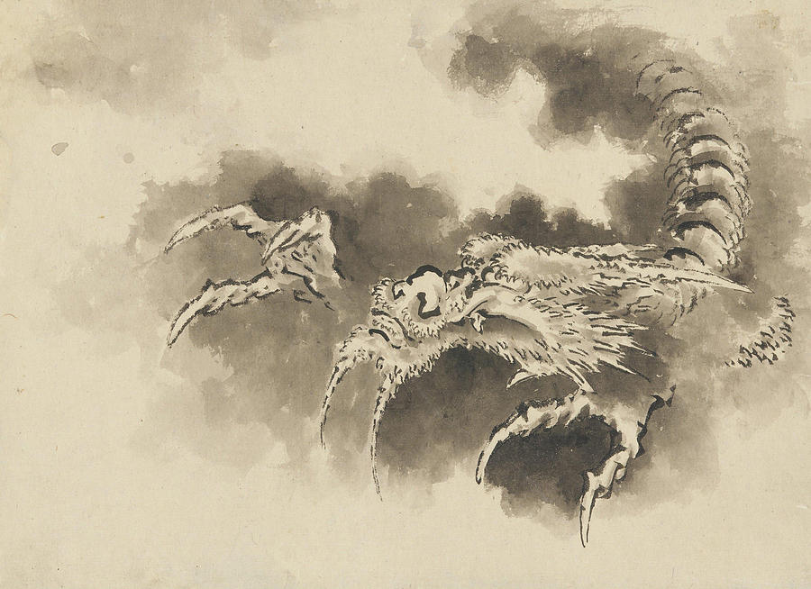 Dragon emerging from clouds Painting by Hokusai | Fine Art America