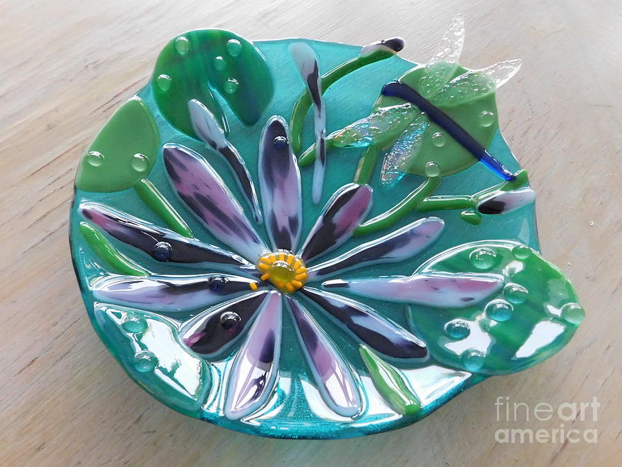 Dragon Fly Bowl Glass Art by Joan Clear