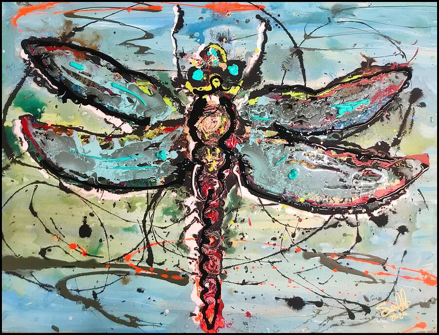 Dragon Fly Fly away 2 Painting by Sergio Gutierrez