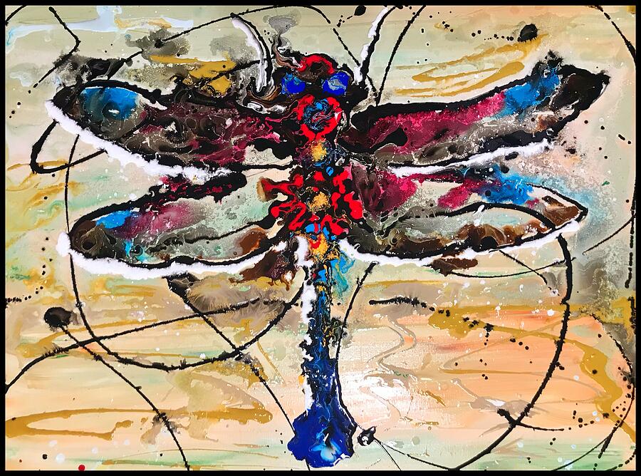 Dragon fly fly away Painting by Sergio Gutierrez