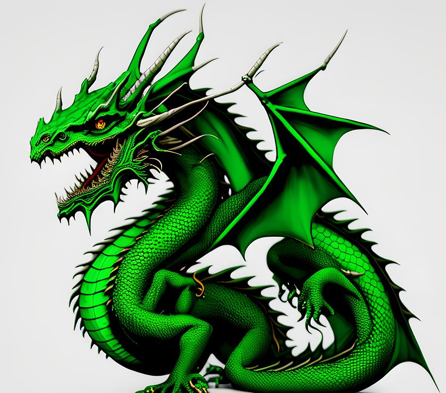 Dragon Green, Generative AI Illustration Digital Art by Miroslav ...